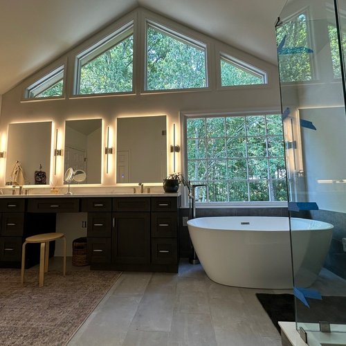 New Bathroom Remodel with large windows in Alpharetta, GA