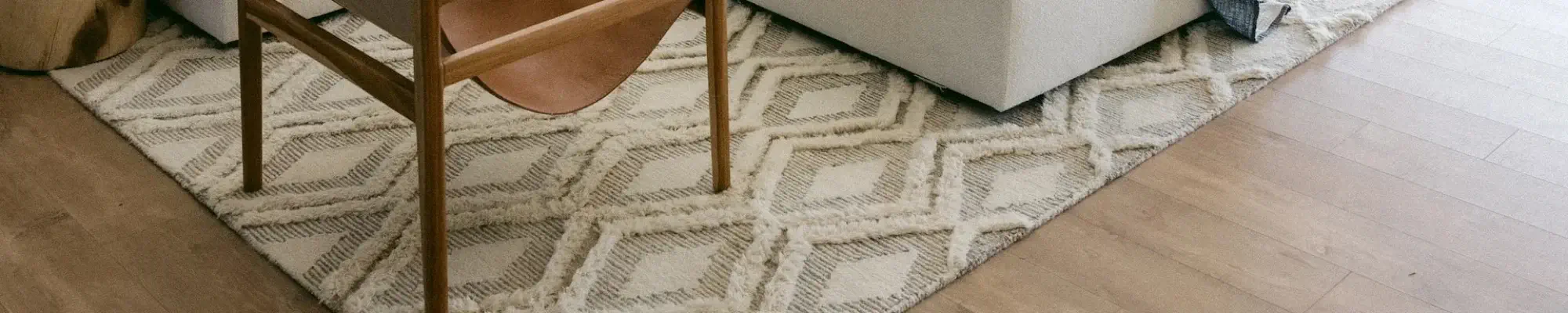 Textures patterned beige area rug in a modern living room