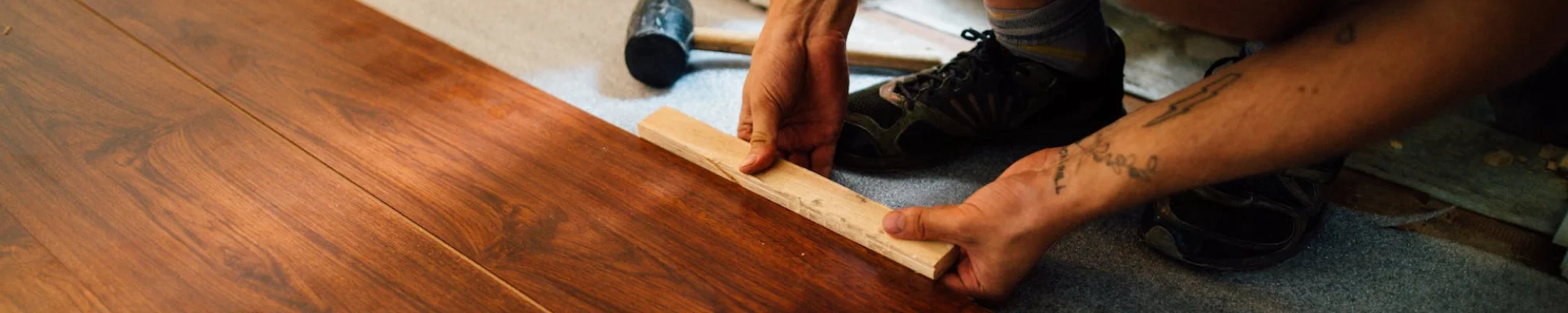 Hardwood flooring installation in action