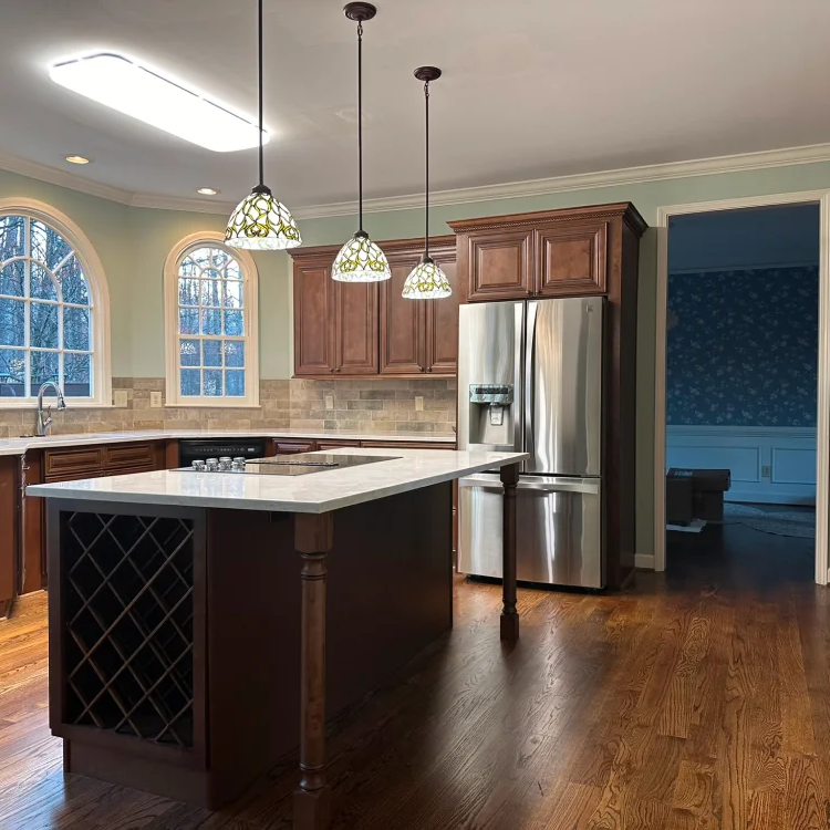 Kitchen remodel with dark wood cabinets in Alpharetta GA