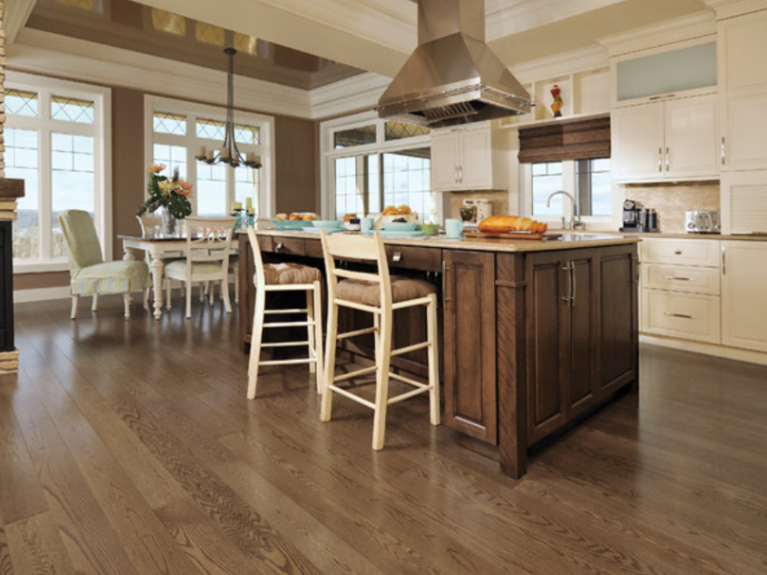 Traditional kitchen with engineered wood flooring