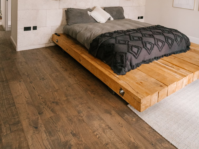 Hardwood flooring in a minimal bedroom