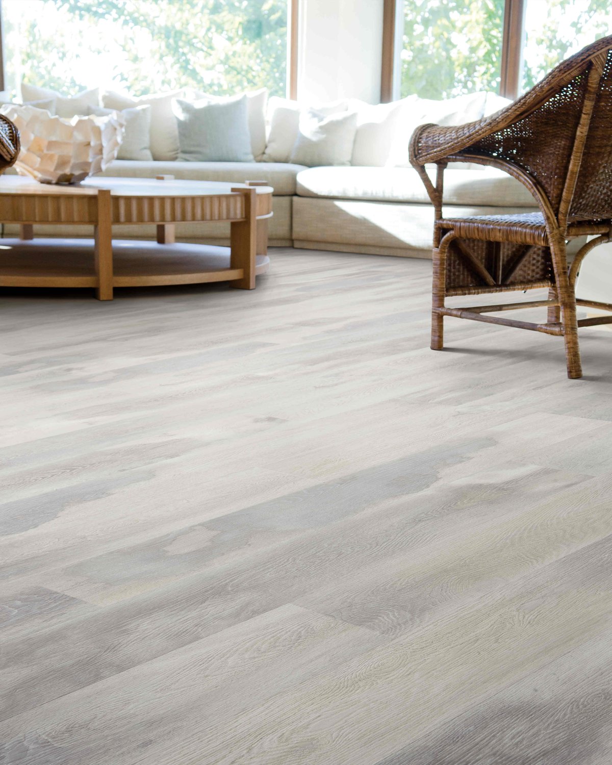 Neutral Luxury Vinyl flooring in a traditional home