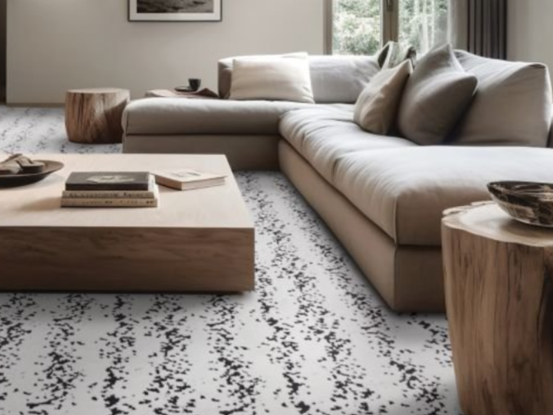 Neutral patterned carpet in a living room Neutral patterned carpet in a living room