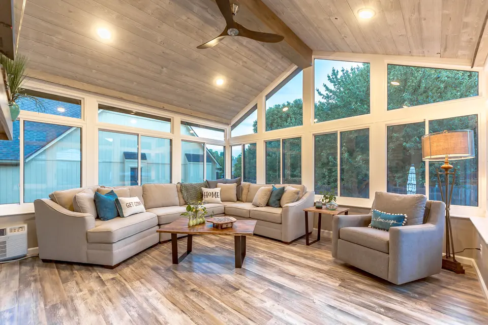 Sun Room with vaulted ceilings